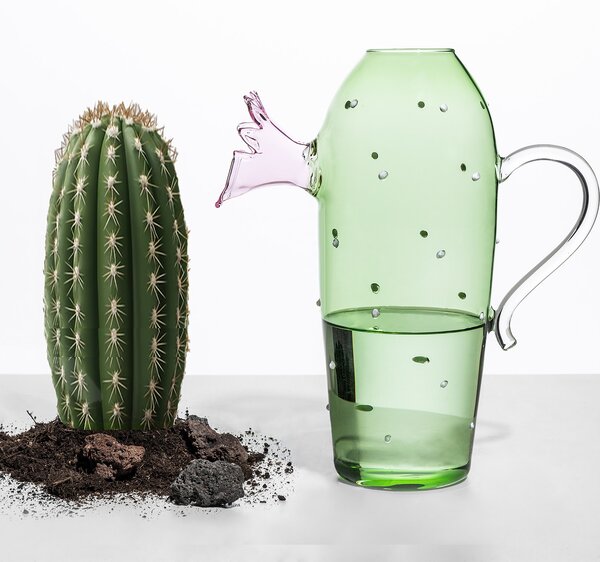 Ichendorf Milano designové džbány Desert Plants Green Cactus With Pink Flower Jug