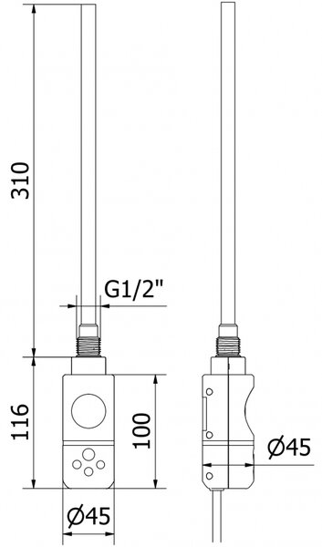 Mexen Mars, elektrické topné těleso 700 x 500 mm, 300 W, černá, W110-0700-500-2300-70