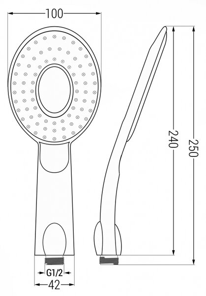 Mexen R-73 ruční sprcha 1-funkční, černá - 79573-70