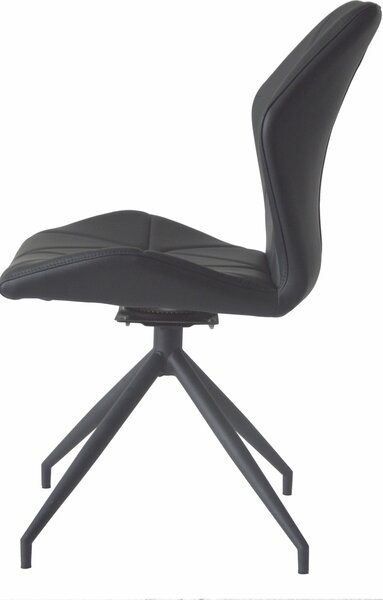 ByLIVING Jídelní židle set 2 IMKE / Umělá kůže černá / Rám kov černý / Sedák otočný o 360° / Jídelní židle / Diamantové prošívání / Š 52, V 90,5, H 62 cm