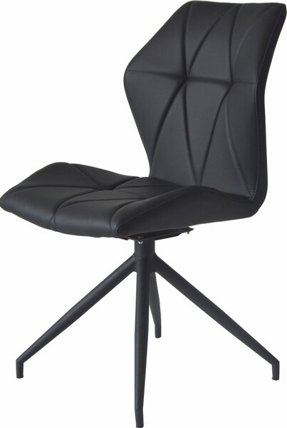 ByLIVING Jídelní židle set 2 IMKE / Umělá kůže černá / Rám kov černý / Sedák otočný o 360° / Jídelní židle / Diamantové prošívání / Š 52, V 90,5, H 62 cm