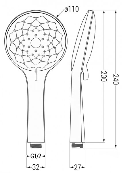 Mexen R-74 sprchová hlavice 3-funkční, chrom/bílá - 79574-00