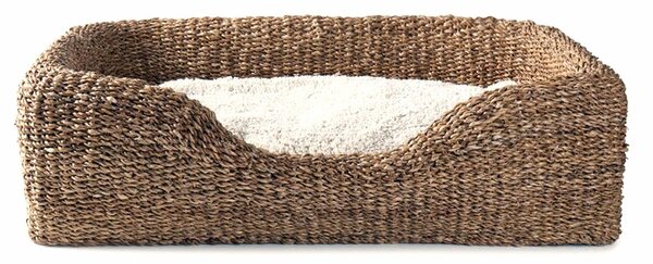 Calma House Pelíšek pro psa Braid s polštářem Ayana Ecru, mořská tráva Rozměr: Velký (L): 87x58x25 cm (rozměr vnitřního polštáře 70x46x14 cm)
