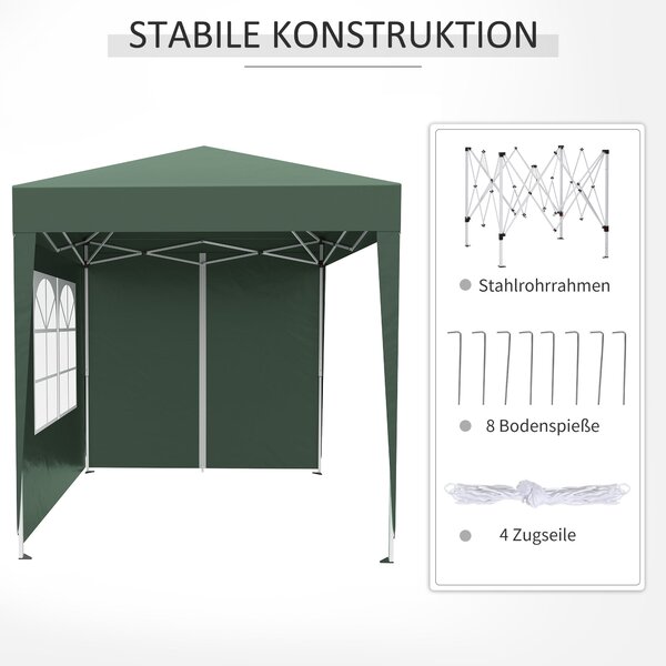 Outsunny Pavilon 2x2m Voděodolný, Pop-up Altán se 4 Bočními Stěnami, Okna s Odtokovými Otvory, Skládací Party Stan UV 30+, Zahradní Stan s Nosnou Tašk