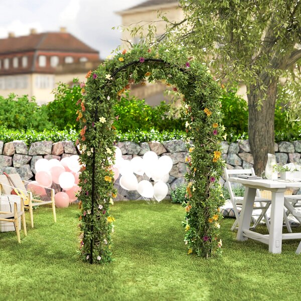 Outsunny Růžový oblouk, ocelový zahradní oblouk pro popínavé rostliny, 125 x 37 x 230 cm opora, zahradní dekorace, černá | Aosom