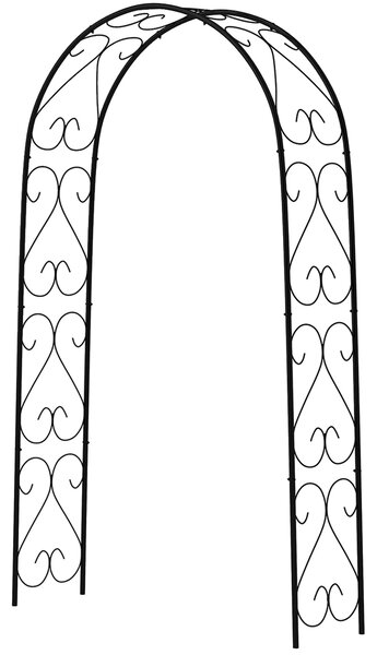 Outsunny Růžový oblouk, ocelový zahradní oblouk pro popínavé rostliny, 125 x 37 x 230 cm opora, zahradní dekorace, černá | Aosom