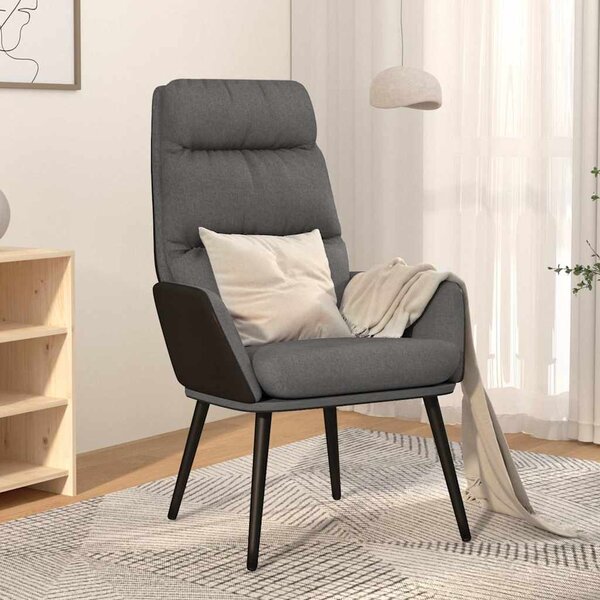 Relaxační křeslo světle šedé textil 341119