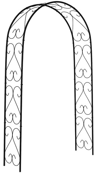 Outsunny Růžový oblouk, ocelový zahradní oblouk pro popínavé rostliny, 125 x 37 x 230 cm opora, zahradní dekorace, černá | Aosom