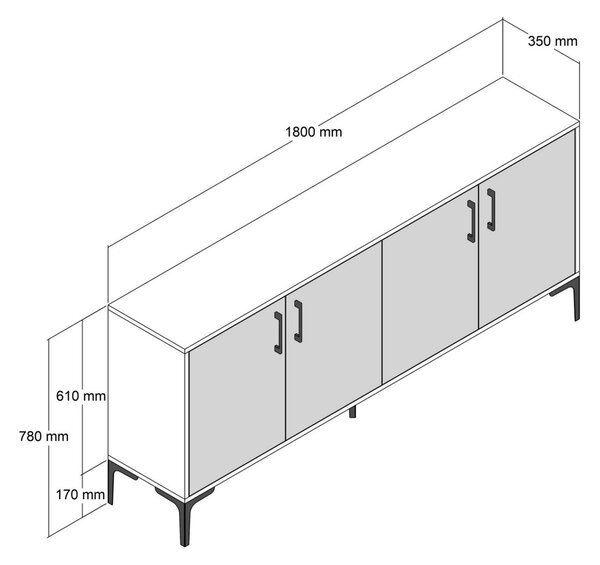 Hanah Home Komoda Kiev 180 cm antracit/hnědá