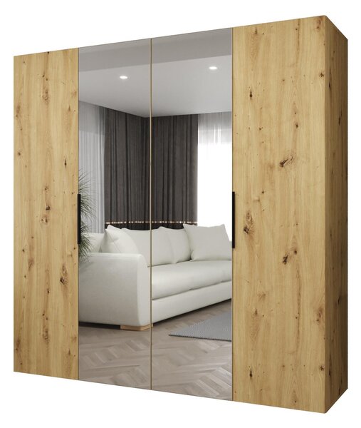 Šatní skříň 200 cm Mirabella 2 (dub artisan + černá)