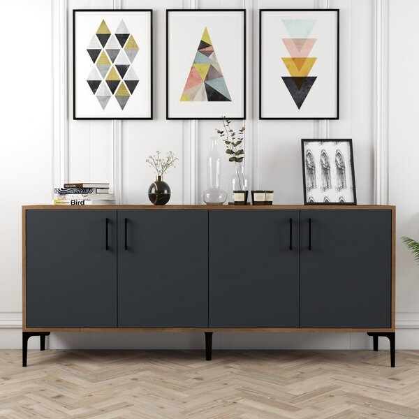 Hanah Home Komoda Kiev 180 cm antracit/hnědá