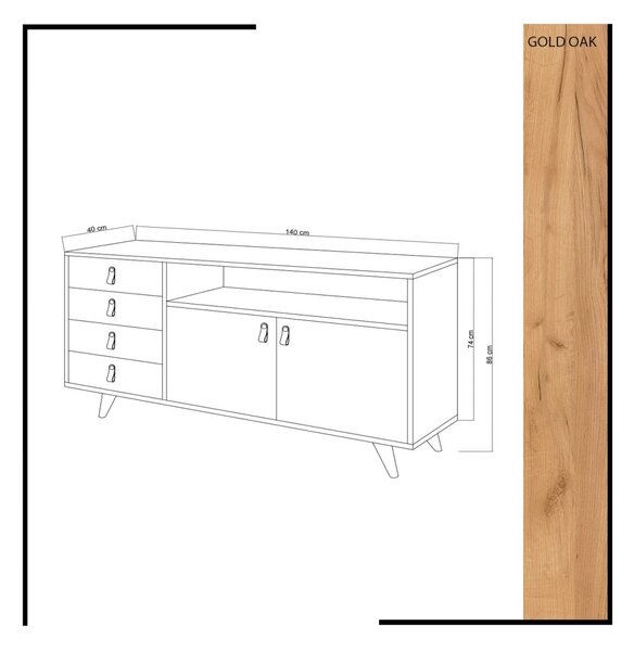 Hanah Home Komoda Lavina 140 cm bílá/hnědá
