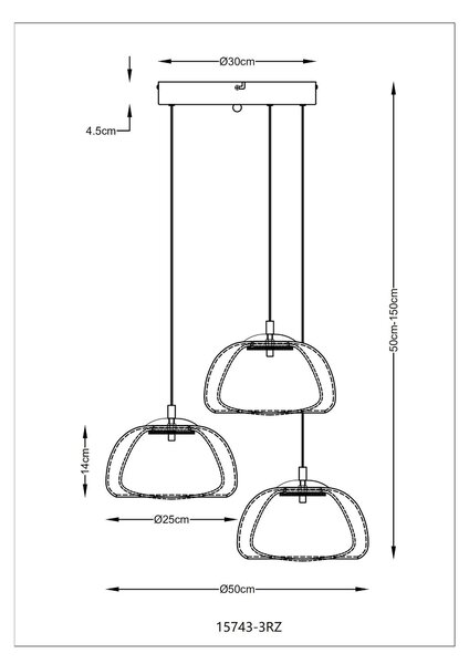 ZÁVĚSNÉ LED SVÍTIDLO, 50/150 cm Globo - Online Only svítidla, Online Only