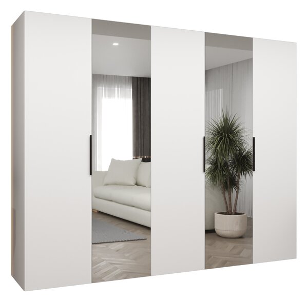 Šatní skříň 250 cm Mirabella 2 (bílá + černá)