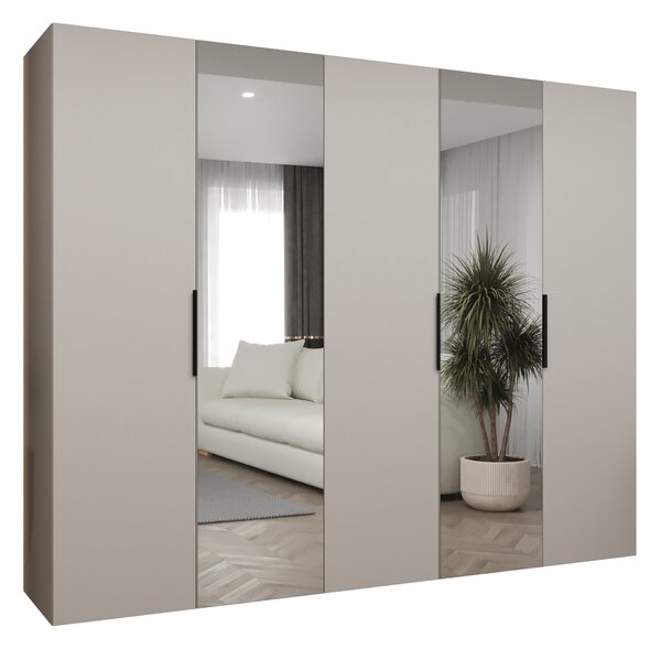 Šatní skříň 250 cm Mirabella 2 (kašmír + černá)