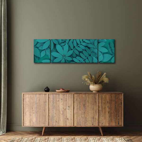 Obraz - Tyrkysové listy (170x50 cm)
