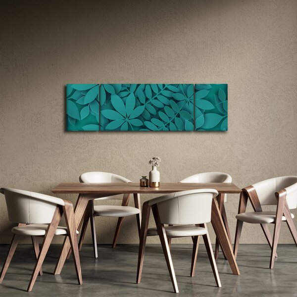 Obraz - Tyrkysové listy (170x50 cm)