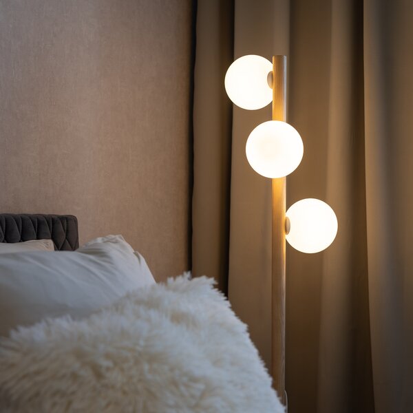 TK Lighting Stojací lampa Estera Wood s dekorem dřeva pro žárovku 3x G9 TK5809