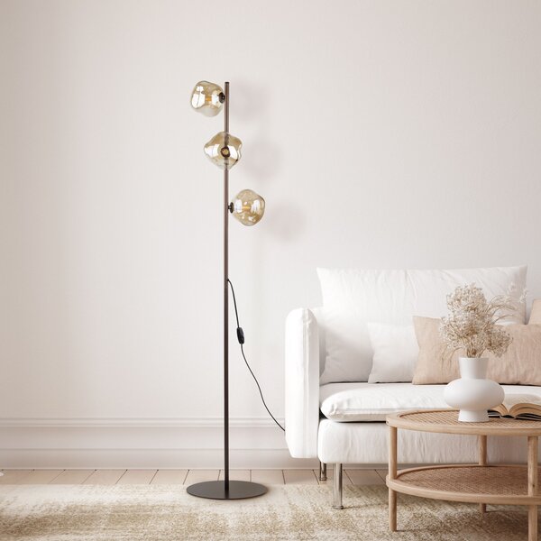 TK Lighting Hnědá stojací lampa Lava pro žárovku 3x G9 TK16150