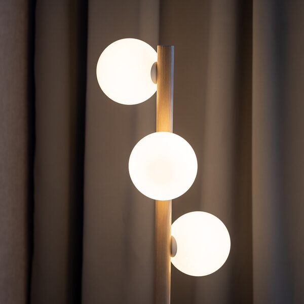 TK Lighting Stojací lampa Estera Wood s dekorem dřeva pro žárovku 3x G9 TK5809