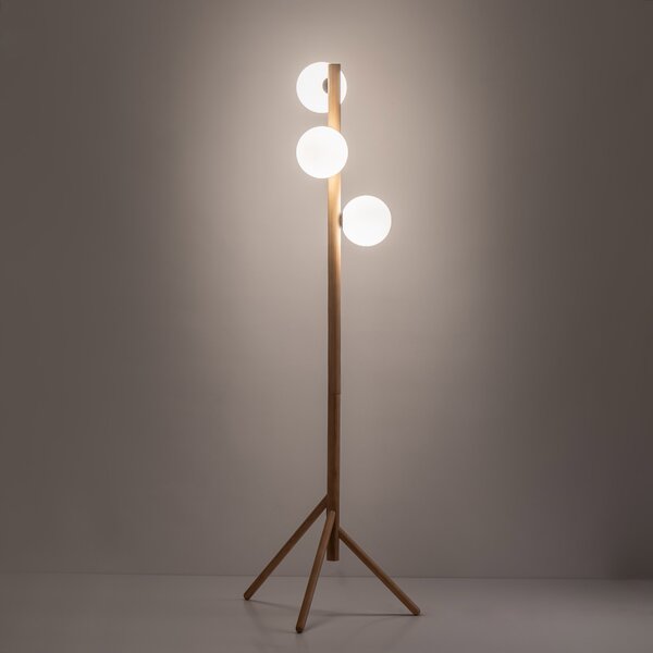 TK Lighting Stojací lampa Estera Wood s dekorem dřeva pro žárovku 3x G9 TK5809