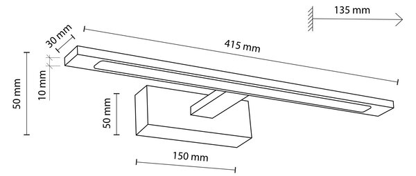 TK Lighting Černé LED svítidlo nad zrcadlo Gallery 41,5cm 12W TK18000