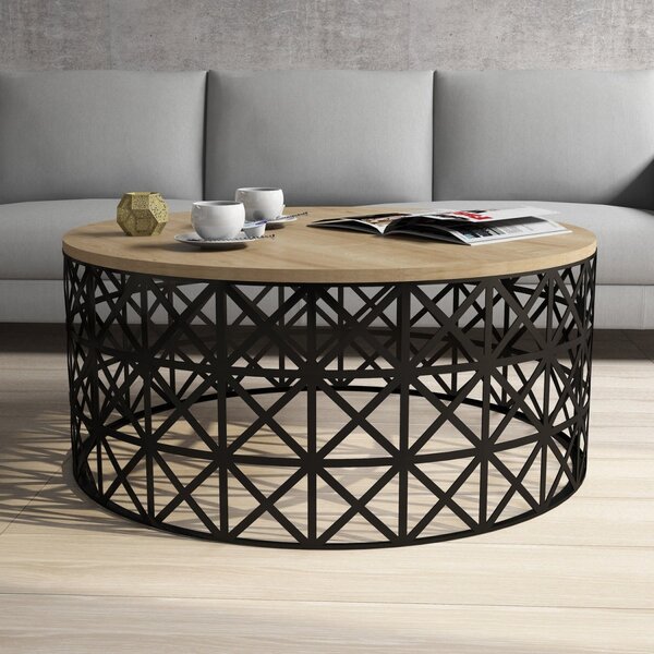Hanah Home Konferenční stolek Selin 90 cm černý/dub sonoma