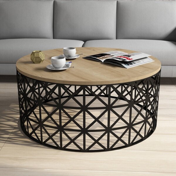 Hanah Home Konferenční stolek Selin 90 cm černý/dub sonoma