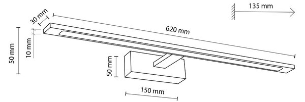 TK Lighting Černé LED svítidlo nad zrcadlo Gallery 62cm 20W TK18002