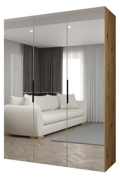 Šatní skříň 150 cm Mirabella 3 (dub artisan + černá)