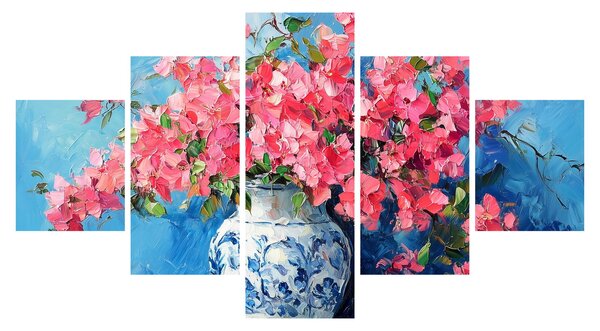 Obraz - Váza růžových květin (125x70 cm)