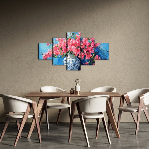 Obraz - Váza růžových květin (125x70 cm)