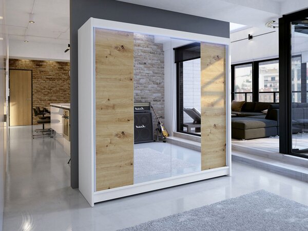 Šatní skříň Bar II, Barva: černá/dub artisan, Osvětlení: bez osvětlení 5903211121913