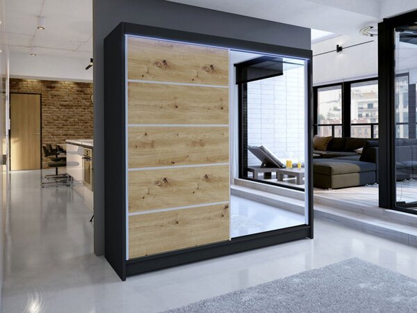 Šatní skříň Bar III, Barva: černá, Osvětlení: bez osvětlení 5902928985160