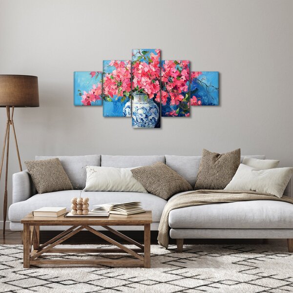 Obraz - Váza růžových květin (125x70 cm)