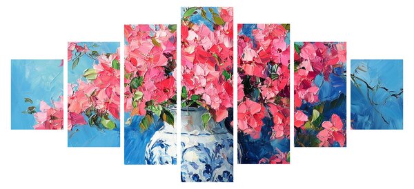 Obraz - Váza růžových květin (210x100 cm)