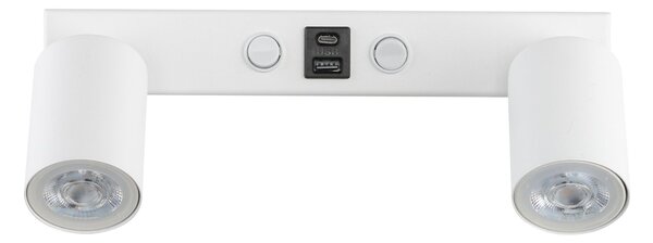TK Lighting Bílé bodové svítidlo Nex s USB pro žárovku 2x GU10 TK11355