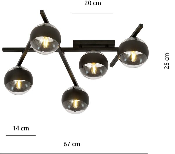 Emibig Smart Stripe stropní světlo 5x10 W černá-průhledná 1105/5