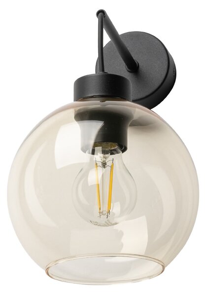TK Lighting Černé nástěnné svítidlo Cubus s jantarovým stínidlem pro žárovku E27 TK4135
