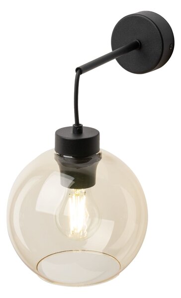 TK Lighting Černé nástěnné svítidlo Cubus s jantarovým stínidlem pro žárovku E27 TK4135