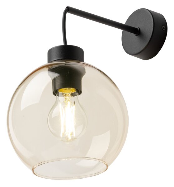 TK Lighting Černé nástěnné svítidlo Cubus s jantarovým stínidlem pro žárovku E27 TK4135