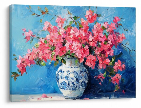 Obraz - Váza růžových květin (70x50 cm)