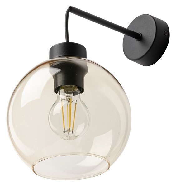 TK Lighting Černé nástěnné svítidlo Cubus s jantarovým stínidlem pro žárovku E27 TK4135