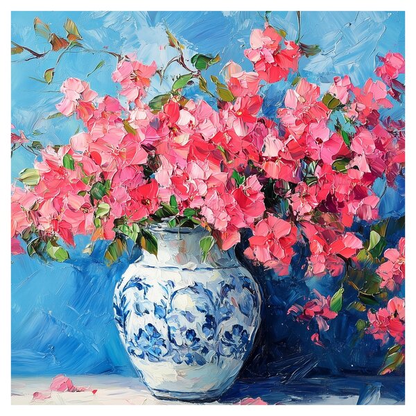 Obraz - Váza růžových květin (30x30 cm)