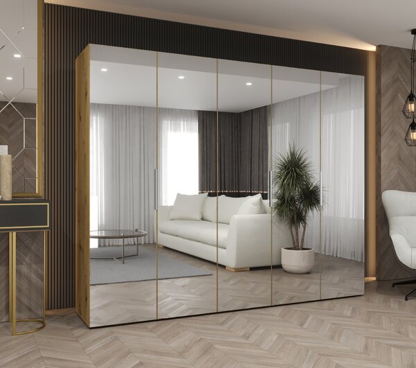 Šatní skříň 250 cm Mirabella 3 (dub artisan + kašmír)