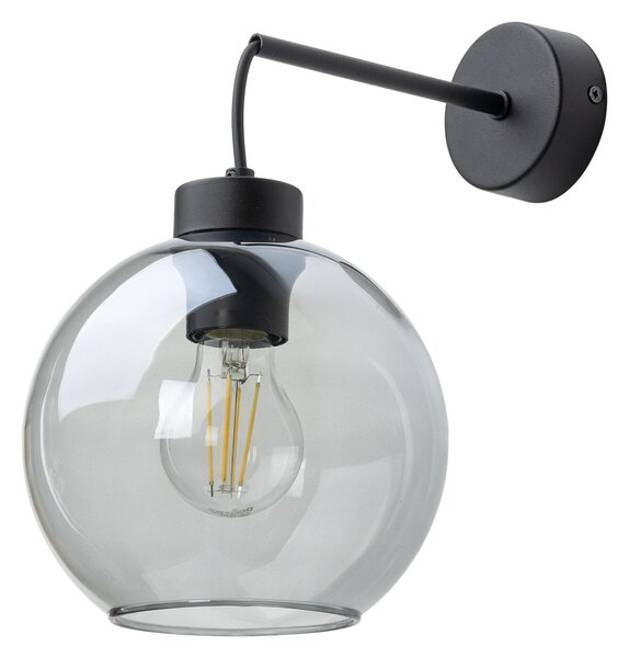 TK Lighting Černé nástěnné svítidlo Cubus s kouřovým stínidlem pro žárovku E27 TK10243