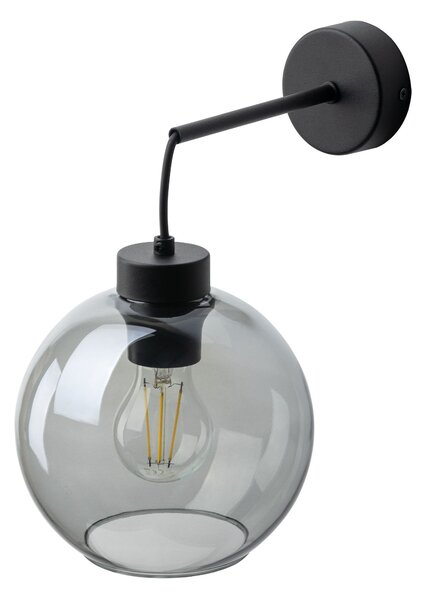 TK Lighting Černé nástěnné svítidlo Cubus s kouřovým stínidlem pro žárovku E27 TK10243