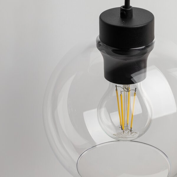 TK Lighting Černé nástěnné svítidlo Cubus s průhledným stínidlem pro žárovku E27 TK10245