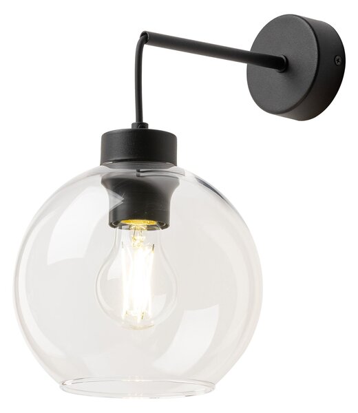 TK Lighting Černé nástěnné svítidlo Cubus s průhledným stínidlem pro žárovku E27 TK10245
