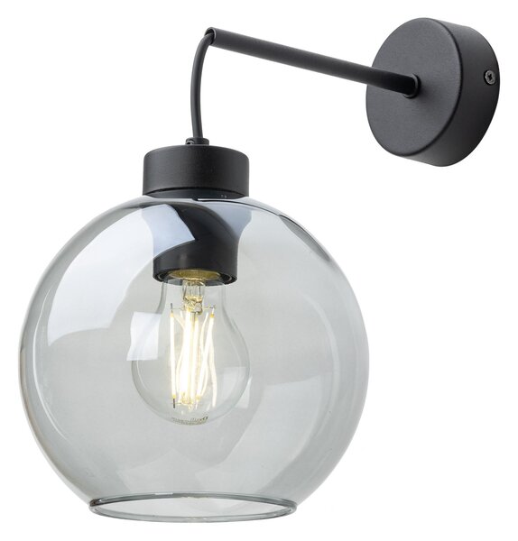TK Lighting Černé nástěnné svítidlo Cubus s kouřovým stínidlem pro žárovku E27 TK10243